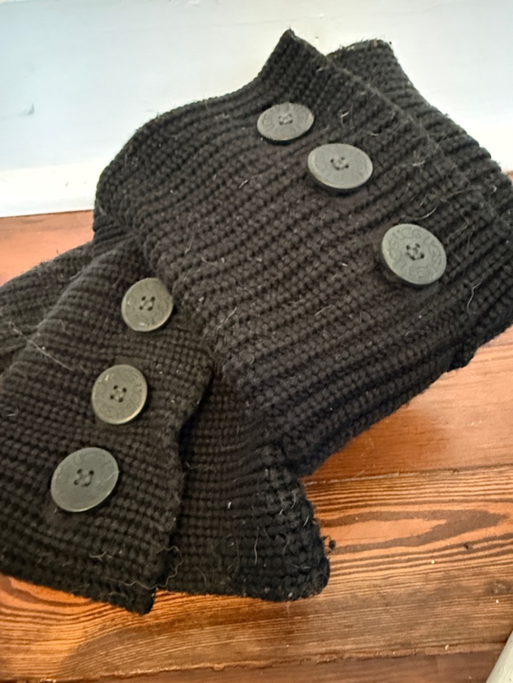 UGG Black Knit Button-Detail Boot Cuffs - Picture 2 of 4